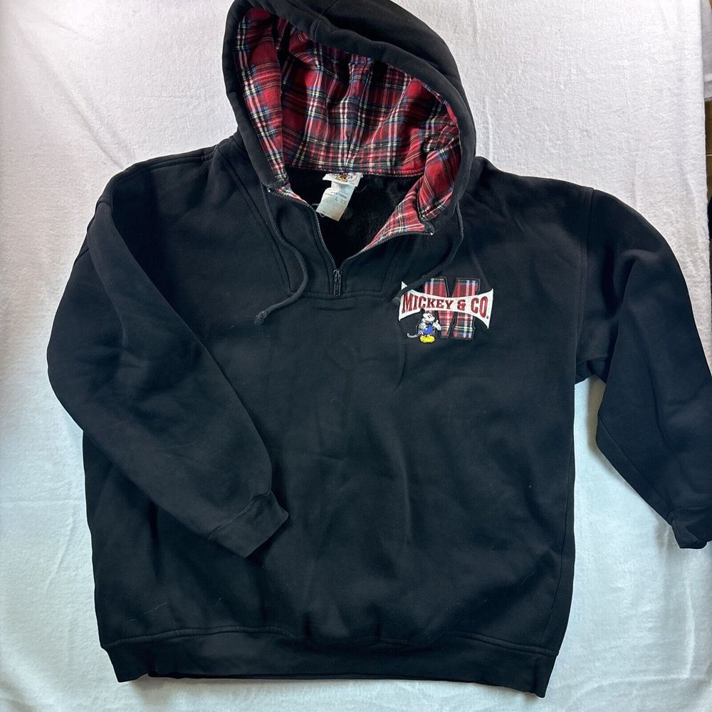 Vintage 80-90's Hoodie Sweatshirt Sz Large W/plaid Accents